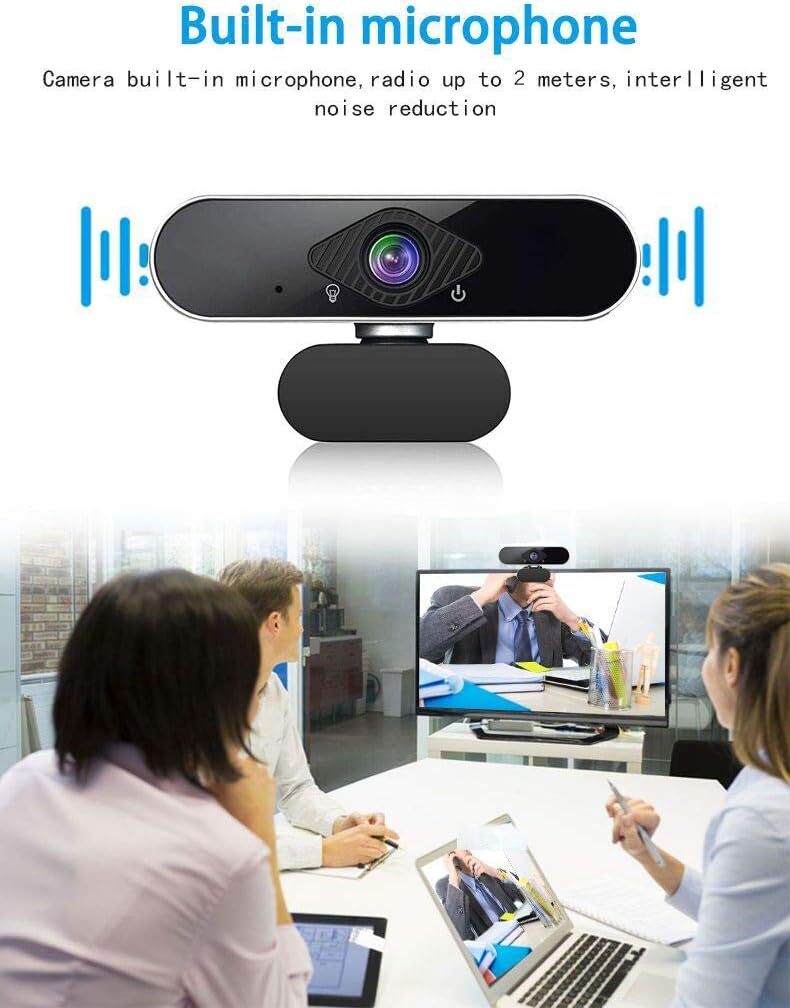AutoFocus 1080p Webcam with Microphone, XUSHIDZ FHD USB Web Camera No fisheye Wide-Angle for Desktop Laptop Computer, Plug and Play,Compatible Skype Zoom YouTube Windows/Mac OS,for Live Streaming
