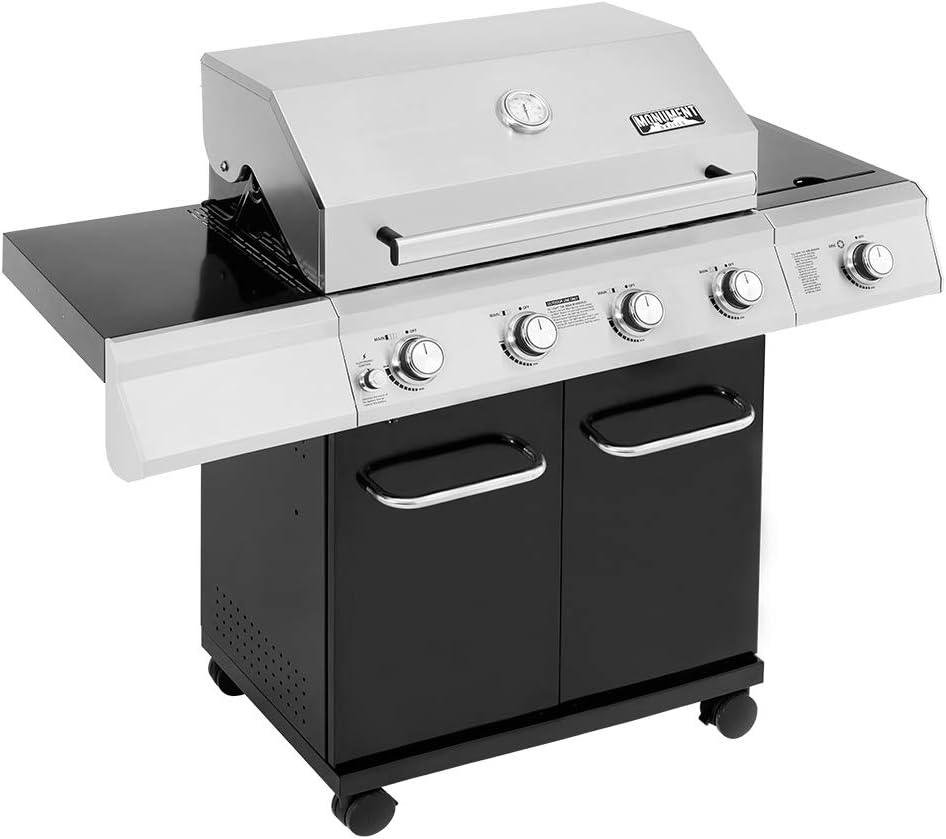 Monument Grills 13478 4-Burner Cabinet Style Propane Gas Grill in Black with LED Controls and Side Burner