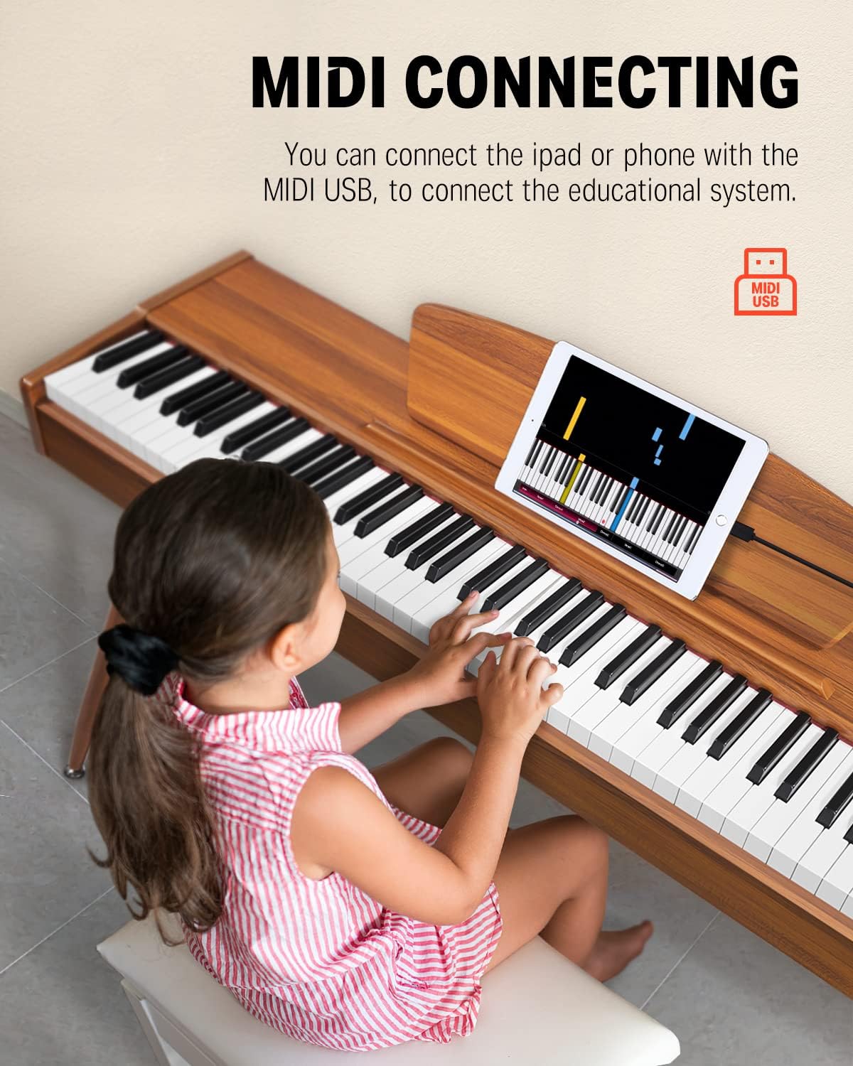 Donner DDP-80 88 Key Weighted Keyboard Piano, Beginner Digital Piano Full Size Electric Keyboard with Stand, Power Adapter, Triple Pedal and MIDI Connecting