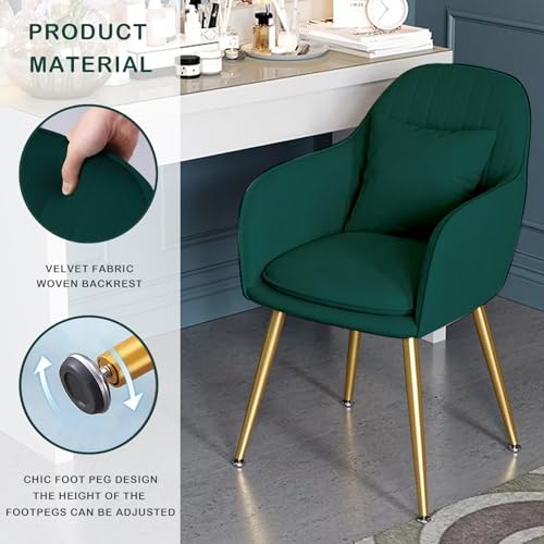 Napfox Furniture Velvet Living Dining Room Set of 2 Accent Arm Chairs Upholstered Seat Club Guest Mid Century Chair with Golden Metal Legs (Pink)