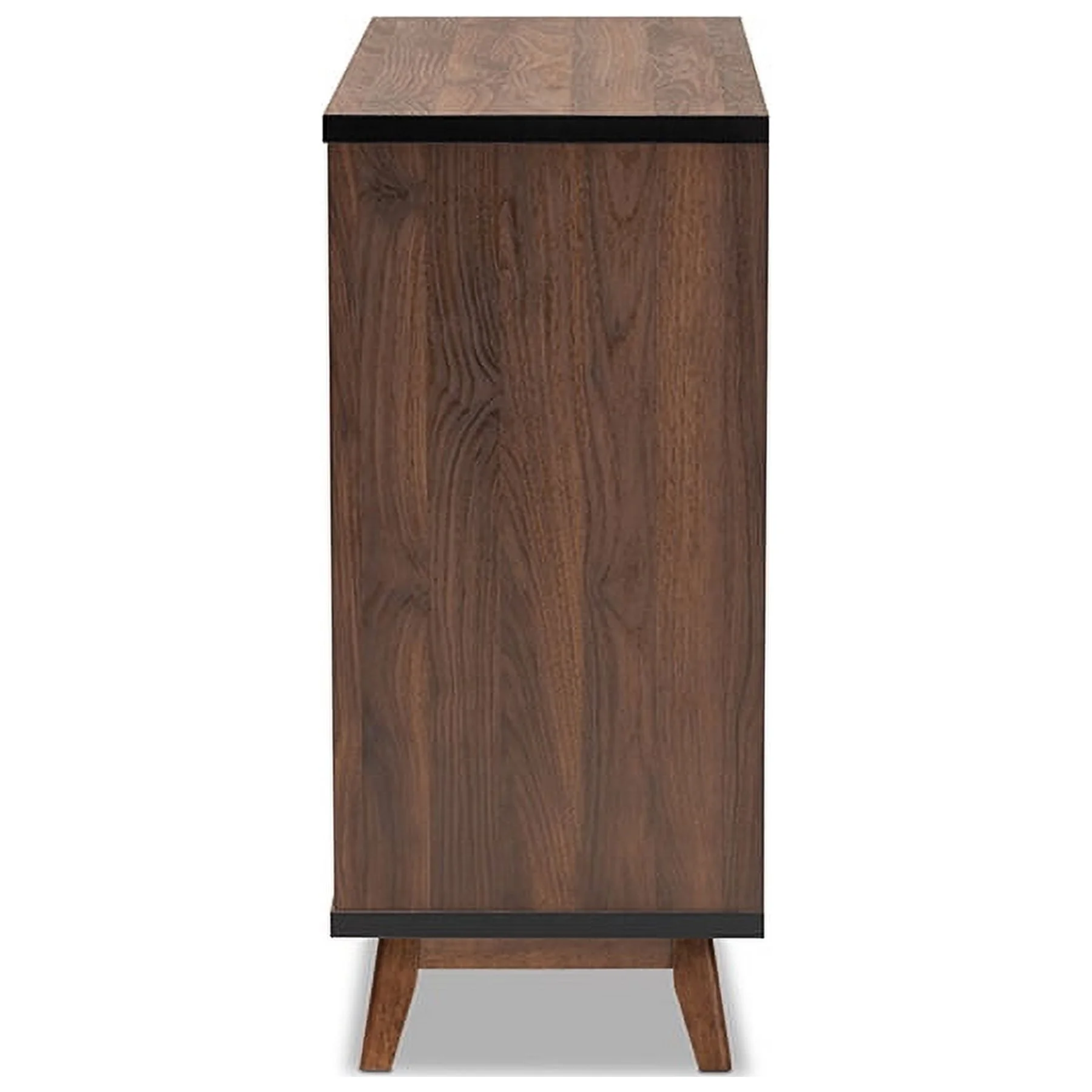 Baxton Studio Margo Mid-Century Modern Two-Tone Walnut Brown and Black Finished Wood Wine Storage Cabinet