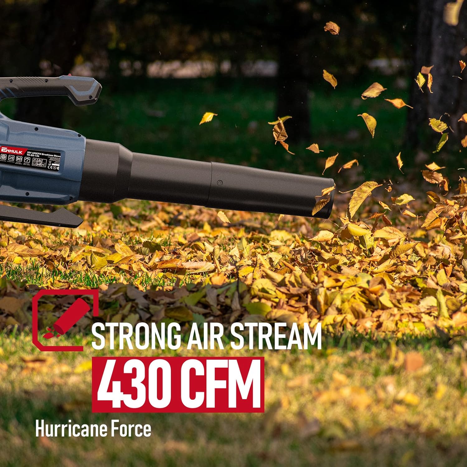 Enhulk Cordless Leaf Blower, 430 CFM Max Electric Jet Blower with Powered Brushless Motor, 20V 4.0Ah Battery&1.8A Fast Charger, High/Low-Speed Handheld Blower for Lawn Care Yard Work Around The House