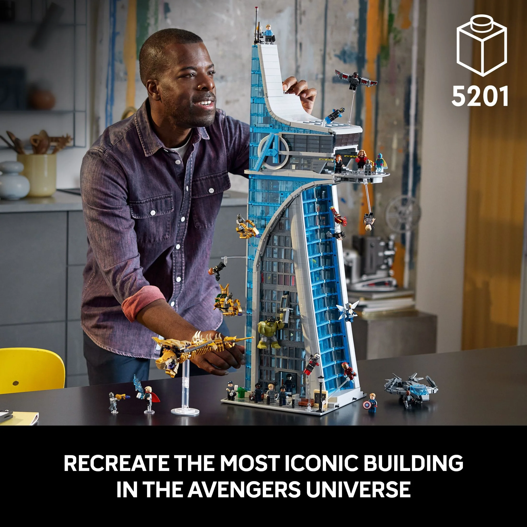 LEGO Marvel Avengers Tower Building Kit, Detailed Recreation of the Iconic HQ Featuring Classic Movie Scenes, 31 Figures and Authentic Accessories, Gift for Marvel Fans and Model-Makers, 76269
