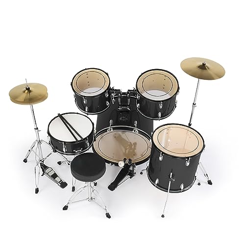 Ktaxon 22 Inch Adult Drum Set, 5-Piece Full-Size Drums Kit with Cymbal Stands, Hi-hat Stand, Sticks, Drum Pedal, Stool & Floor Tom for Beginner Teens Student (Blue)