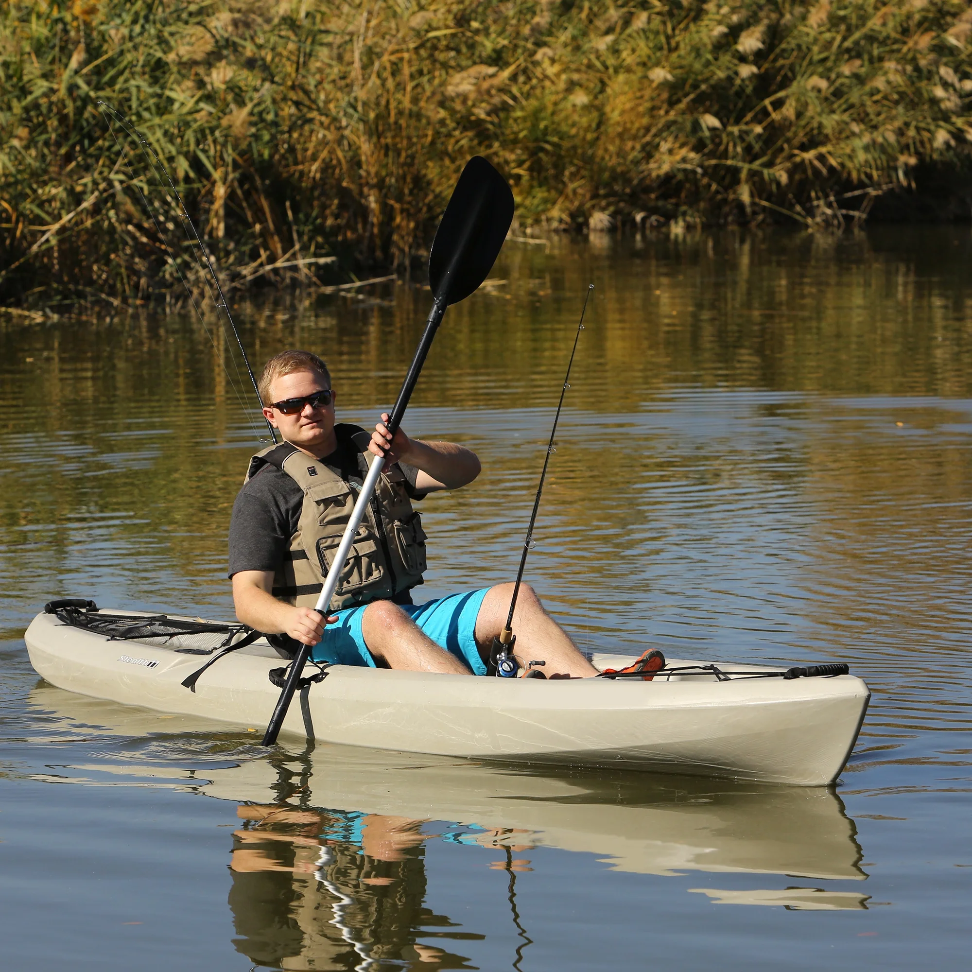 Lifetime Stealth Angler 110 Sit-on-Top Fishing Kayak, Sandstone (90514)