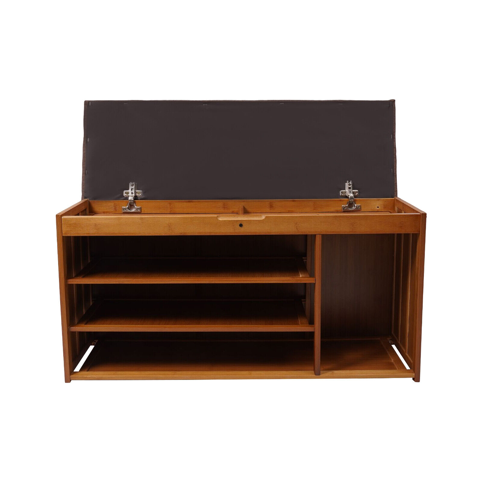 3 Tier Brown Shoe Bench Bamboo Shoe Rack Storage Cabinet Organizer W/Cushion for Entryway Bedroom