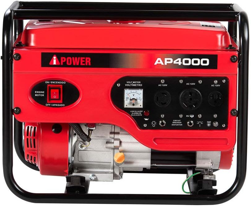 A-iPower AP4000 4,000-Watt Gasoline Powered Manual Start Generator, 4000 Watt, red