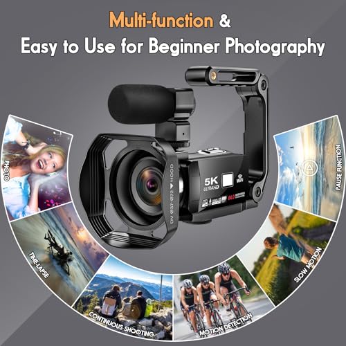 5K Video Camera 64MP Camcorder IR Night Vision Vlogging Camera 18X Zoom WiFi Digital Camera for YouTube 3.0'' Touch Screen Camcorder with 32GB SD Card, Microphone, 2.4G Remote Control