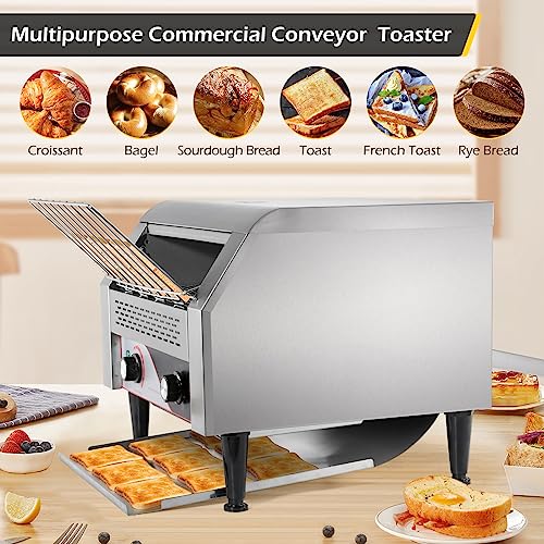 Dyna-Living Commercial Toaster 450 Slices/Hour Conveyor Toaster Heavy Duty Commercial Toaster for Restaurant 2600W Conveyor Belt Toaster Oven for Bagel Bread