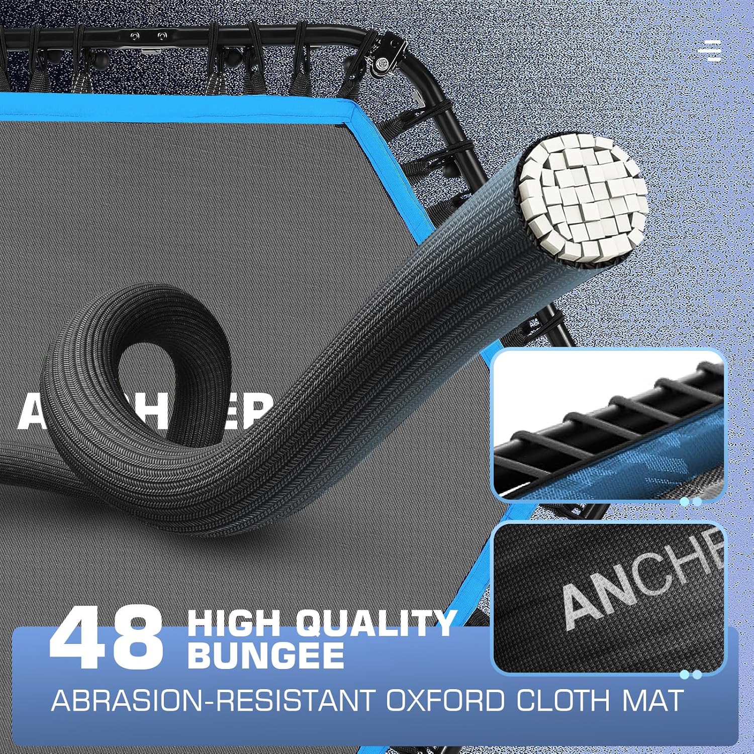ANCHEER 40/50" Foldable Mini Trampoline Max Load 450/550lbs, Fitness Trampoline with Bungees, Adjustable Foam Handle, Indoor Exercise Trampoline for Adults Inoor/Garden Workout