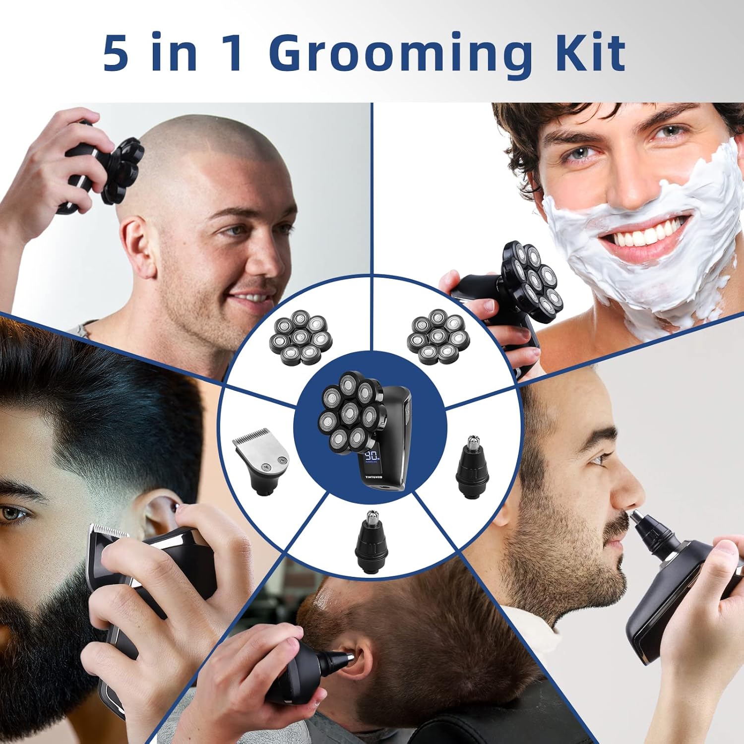 Head Shaver 8D - Electric Head Shavers for Bald Men with Wet and Dry Head - Cordless, Rechargeable, Ergonomic Design - Multifunctional Electric Razor Pack of 2