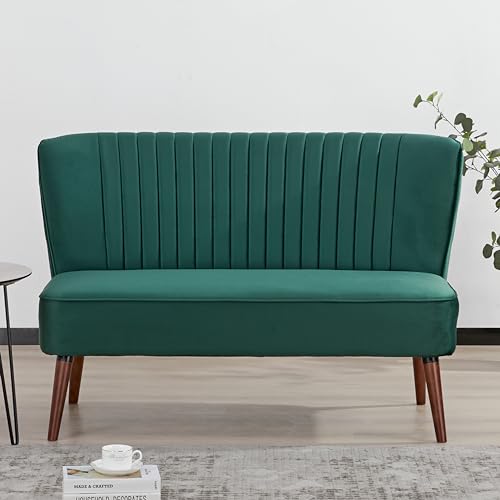 Artdeco Home Loveseat Sofa Mid-Century Modern Armless Love Seat Accent Chair, Cushioned with Comfortable and Supportive Foam, for Small Space (Velvet Gray, Accent Chair)