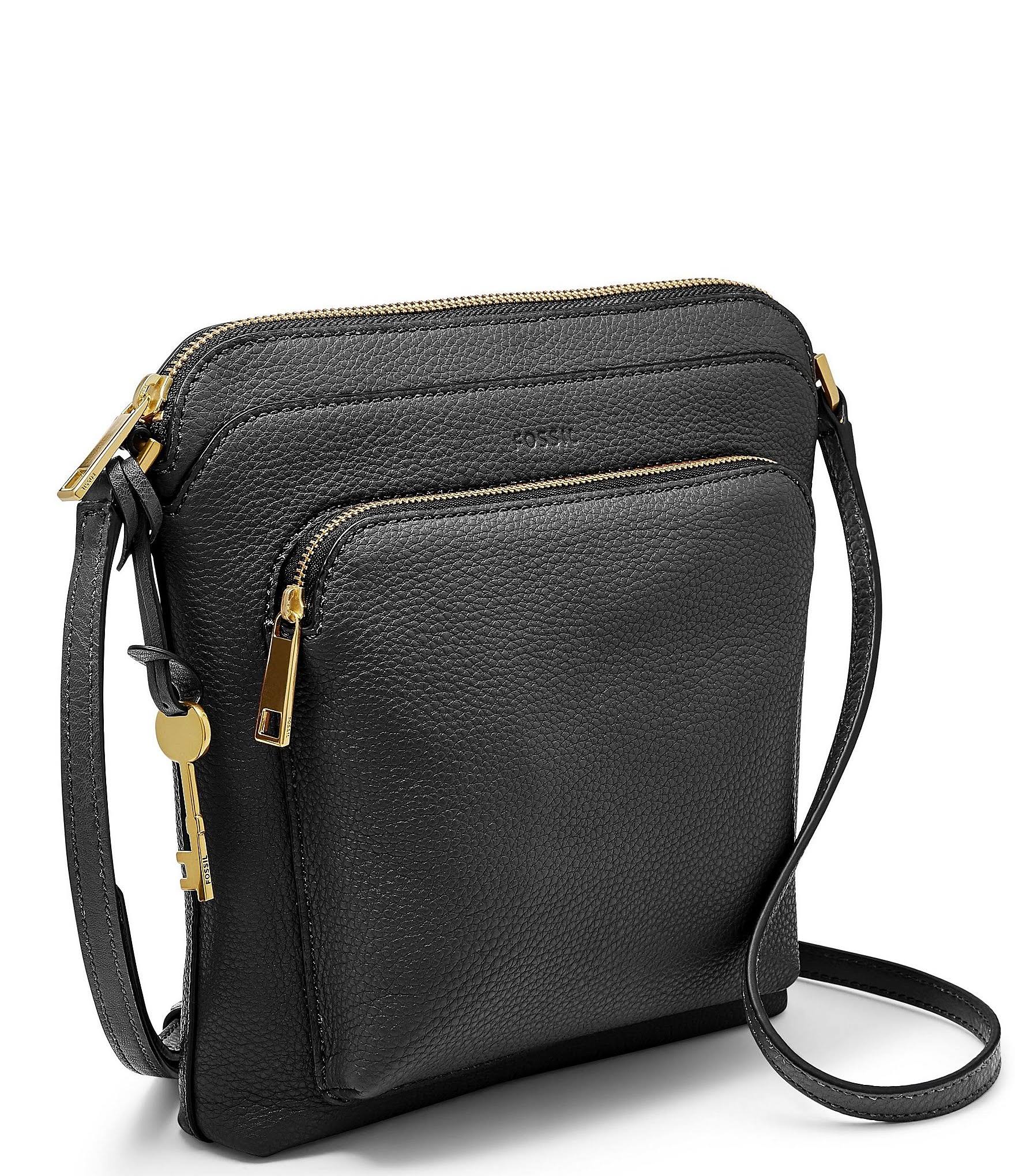 Fossil Cindy Leather Crossbody - Black/Gold