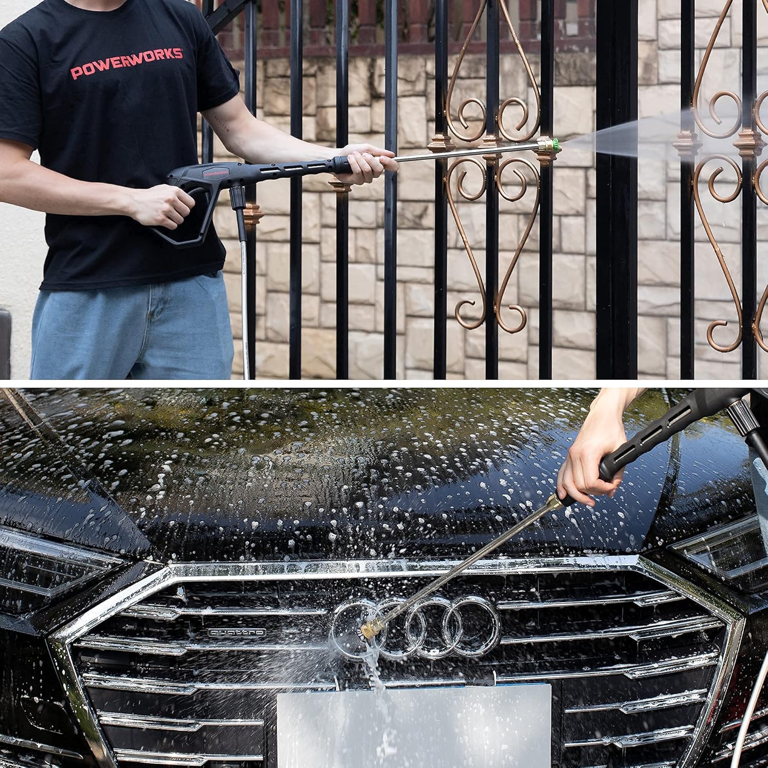 POWERWORKS 2000 PSI 1.2-GPM Electric Pressure Washer,for Car/Decking/Window(Black&Red)