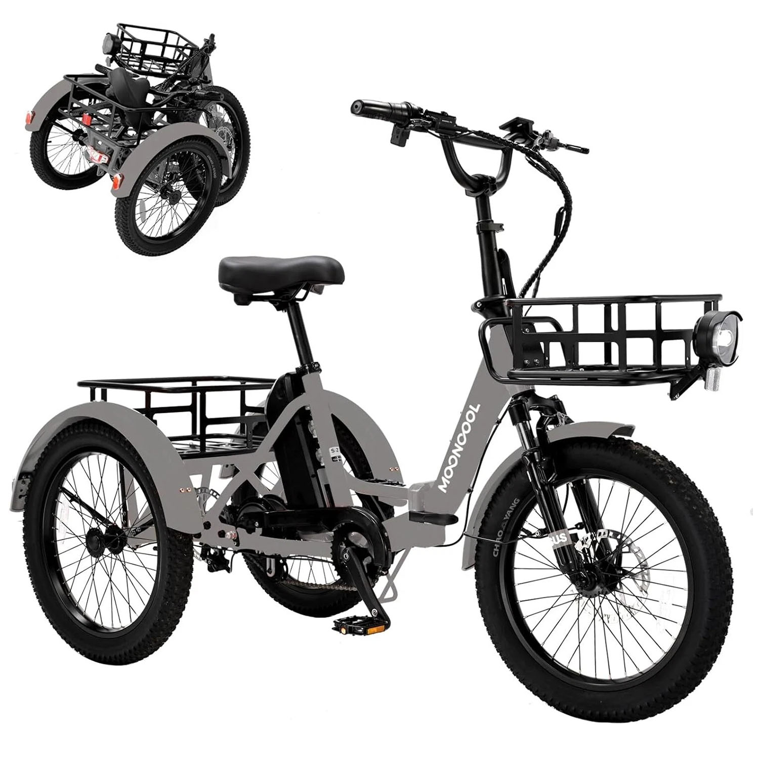 MOONCOOL 20 x4in Fat Tire Electric Tricycle Trike 500W E-bike&Battery for Adults