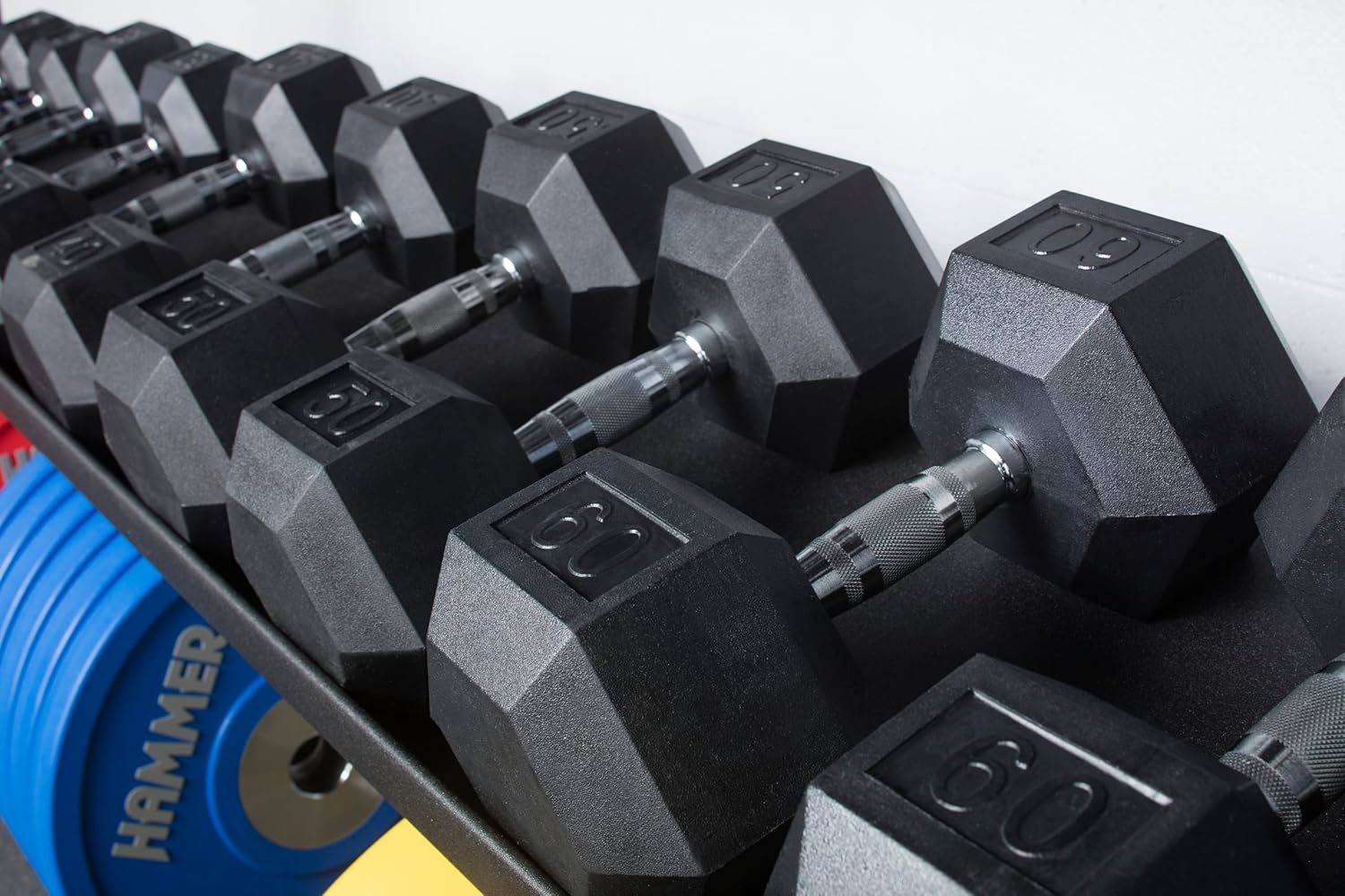Hex Rubber 65Lb Each Dumbbell (1 Dumbbell)