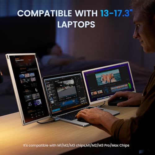 15.6" Portable Laptop Screen Extender - 1080P FHD Portable Monitor Fit for 13''-17.3'' Laptop, Built-in Dual Speakers & Adjustable Stand, Plug and Play, Compatible with Wins/MacOS/Chrome/Android