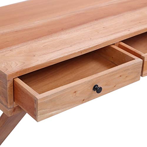 Office Desks Computer Desk Natural 52"x18.5"x30.3" Solid Mahogany Wood,Versatile and Durable Wooden Computer Desk with Ample Storage