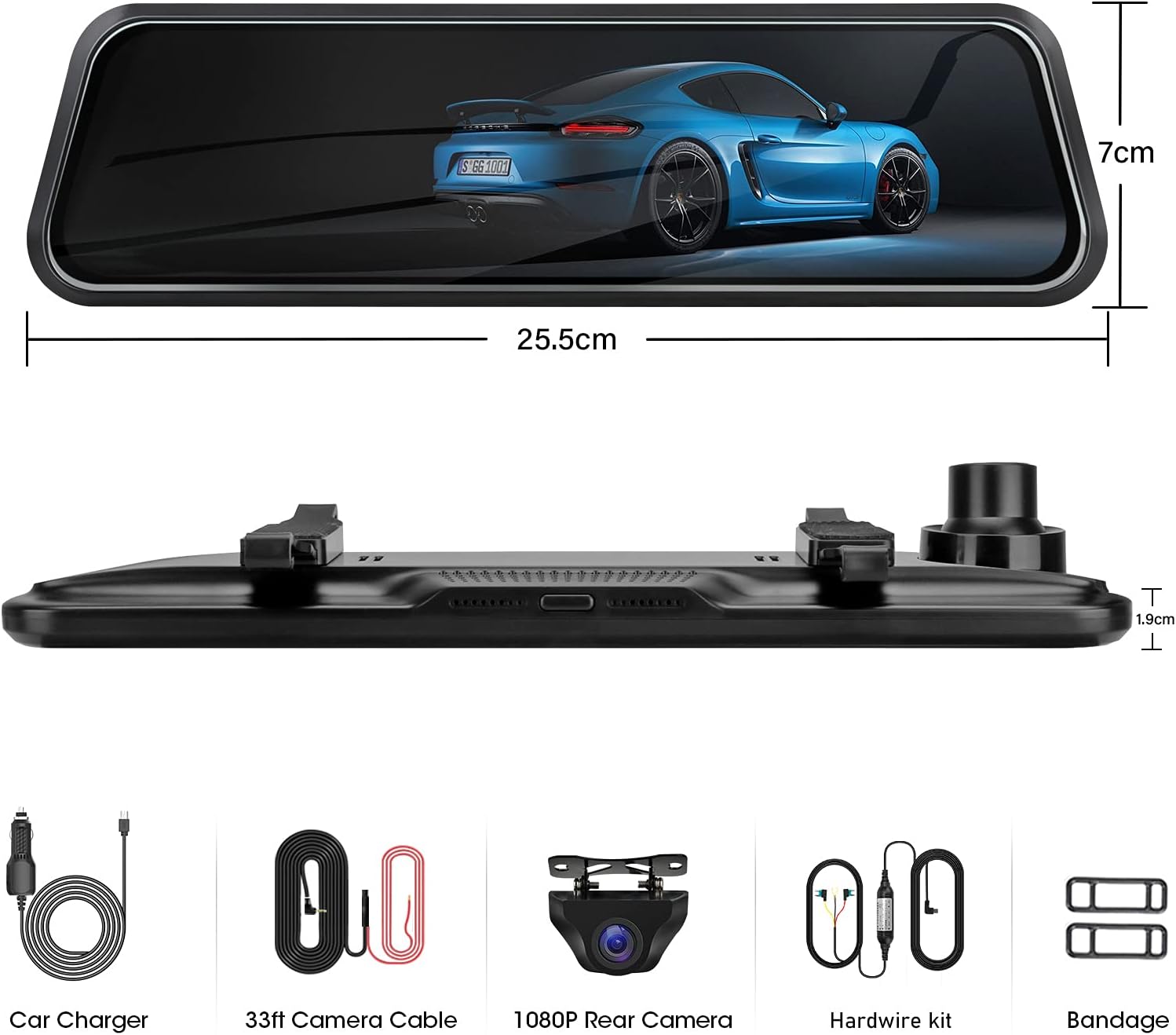 Upgraded UHD 4K Mirror Dash Cam Rear View Mirror Camera Rearview Dash Cam Front and Rear Rearview Mirror Backup Camera Dual Dash Cam w Hardwire Kit 24H Parking Monitor G Sensor HDR Parking Assistance