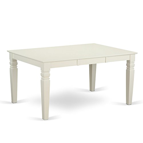 East West Furniture Weston 7 Piece Set Consist of a Rectangle Dining Room Table with Butterfly Leaf and 6 Gray Fabric Upholstered Chairs, 42x60 Inch, Linen White