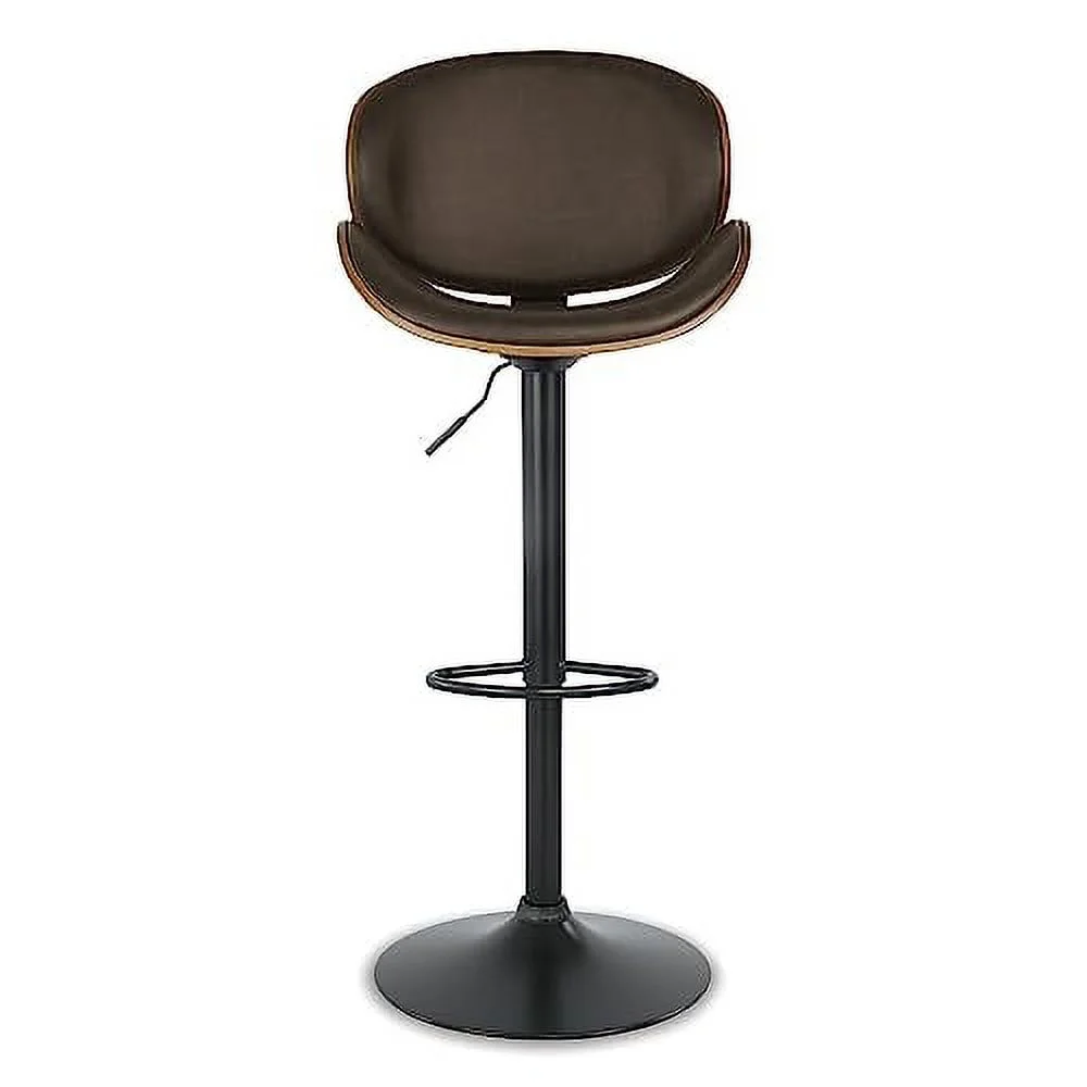 Signature Design by Ashley Bellatier Mid-Century Modern 34" Adjustable Height Curved Bar Stool, Brown & Black