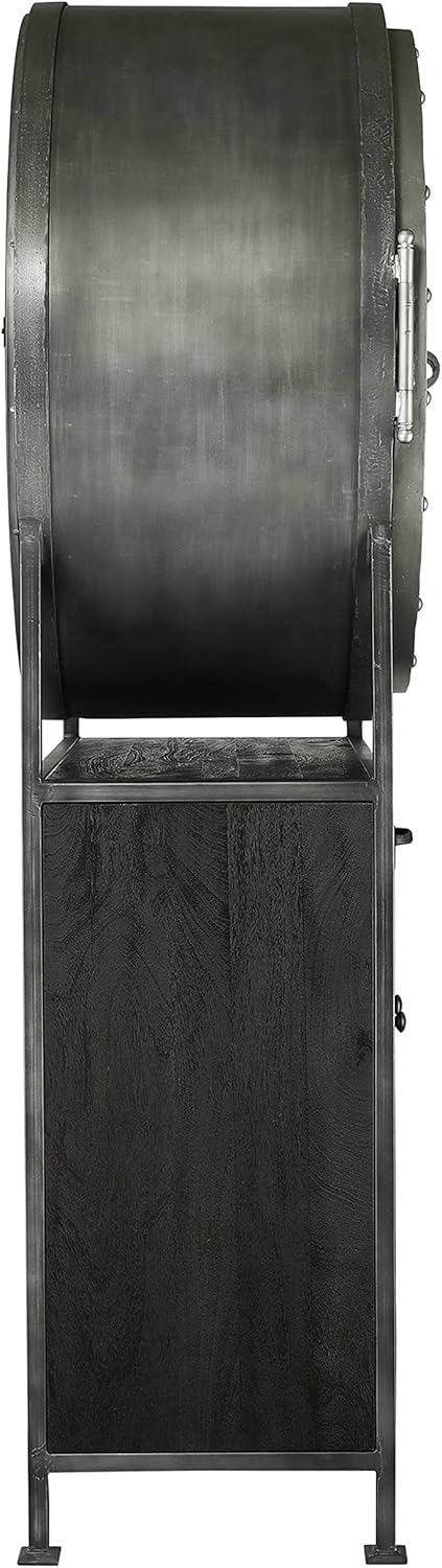 Howard Miller Rob Roy II Wine & Bar Cabinet 695-237 – Aged Mocha Finish, Aged Iron Finished Metal Frame, Home Liquor Storage, Metal Stemware Rack, 19-Bottle Wine Rack