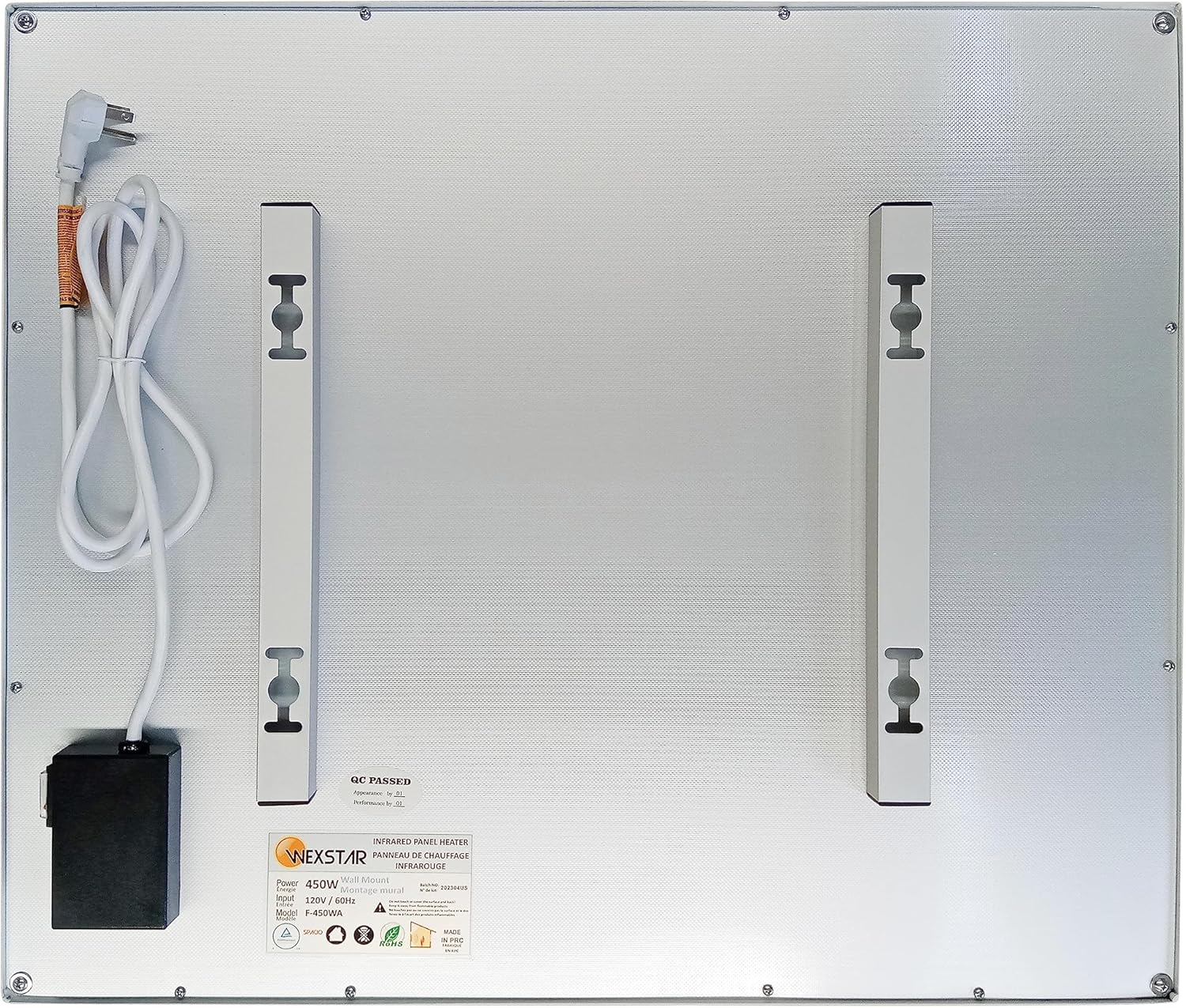 450-Watt Wall Infrared Panel Heater Frameless. Complies with UL/CSA certification.
