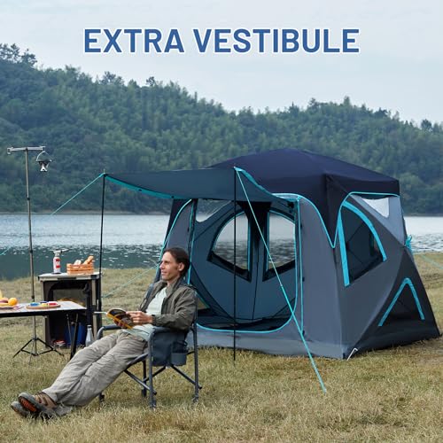 TIMBER RIDGE Instant Pop Up Hub Tent, 4 Person Portable Weather Resistant Camping Tent, 60 Second Set-Up, Easy Up Tents with Rain Fly and Carry Bag