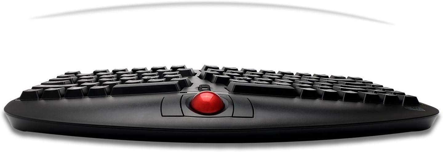 Adesso WKB-3150UB - Wireless Ergonomic Keyboard with Built-in Removable Trackball and Scroll Wheel, Split Key, Long Battery Life, Small and Portable -Compatible for Laptop/Desktop/PC/Windows XP/7/8/10
