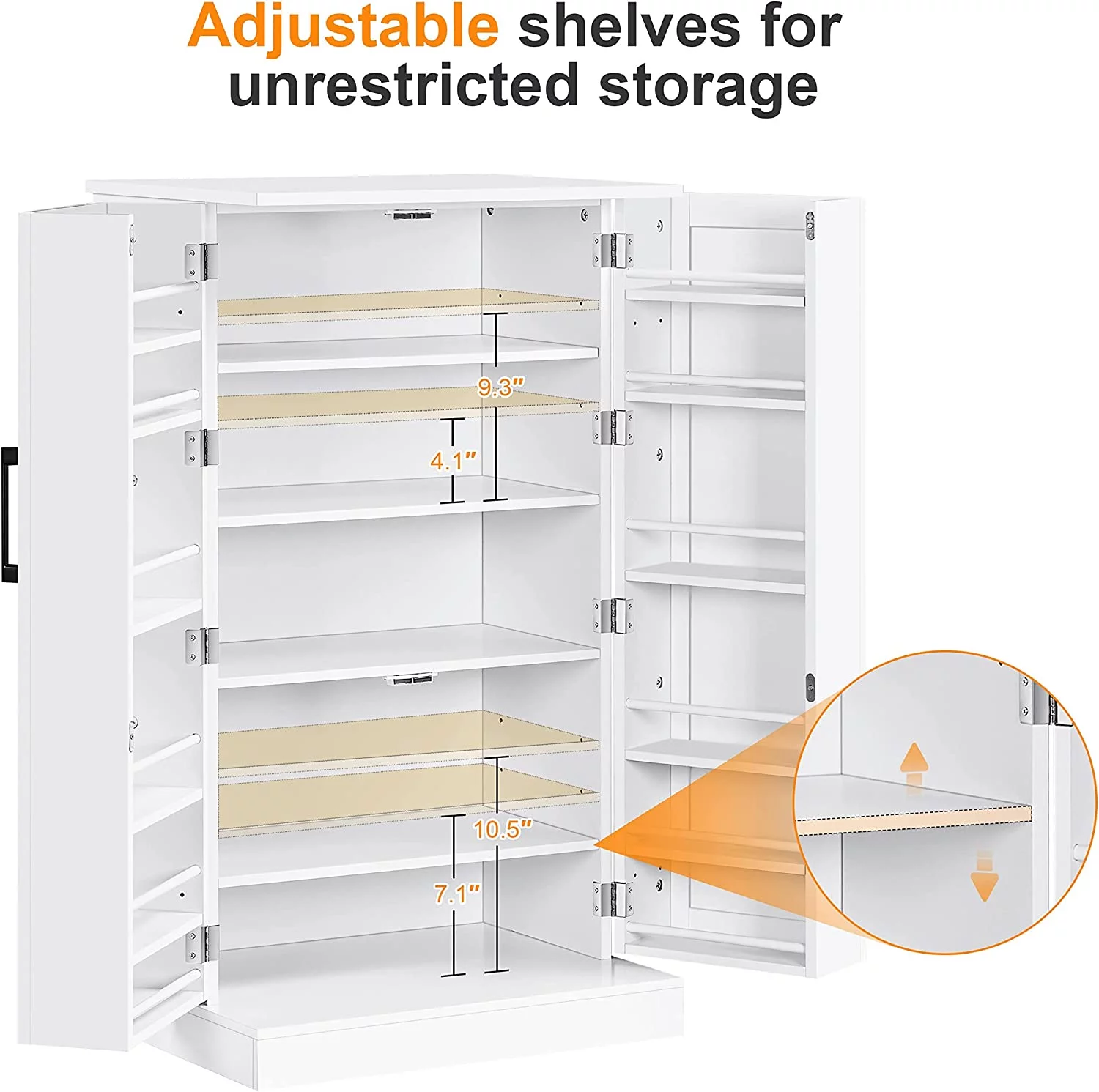 HOOMHIBIU Cabinet  Pantry Cabinet Cupboard with Door and Adjustable Shelves  Freestanding Utility  Cabinet for Dinning Room/Living Room  White