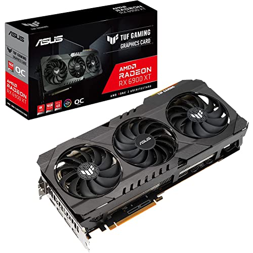 ASUS TUF Gaming AMD Radeon™ RX 6900 XT OC Edition Graphics Card (PCIe 4.0, 16GB GDDR6, HDMI 2.1, DisplayPort 1.4a, Dual Ball Fan Bearings, All-Aluminum Shroud, Reinforced Frame, GPU Tweak II)