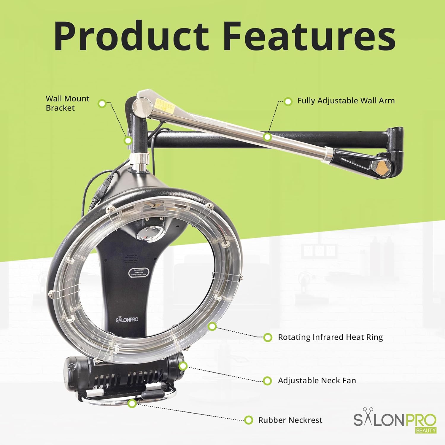 Professional Infrared Hair Color Processor & Multi-Function Dryer Accelerator w/Wall Mount System - Adjustable Hair Processing & Drying Machine - Hair Styling Salon Equipment (Grey)