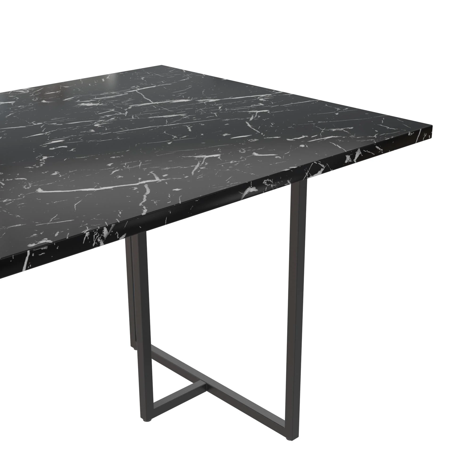 CosmoLiving Astor Dining Table, Black Marble Top with Black Legs