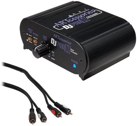ART DJ Pre II Turntable Phono Preamplifier with RIAA EQ and a RCA Male to 2 RCA Male Audio Cable 3'