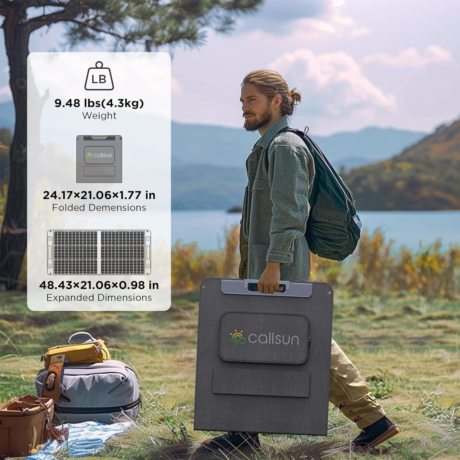 100W Portable Solar Panel,100 Watt 20v Foldable Solar Panel with MC-4 USB-A Type-C Output, 23.5% High Conversion Efficiency,IP67 Waterproof, for Power Station RV Camping Off Grid