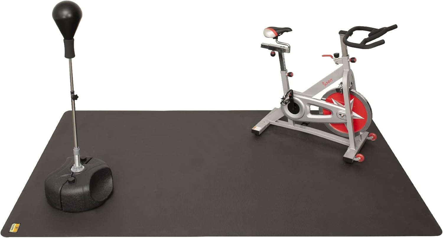 Premium Large Exercise Mat - 6 ft X 6 ft X 1/4" Thick Durable Workout Mat For Home Gym Flooring - Works Great For All Cardio, Yoga Mat, Exercise Bike Mat - Use With Or Without Shoes