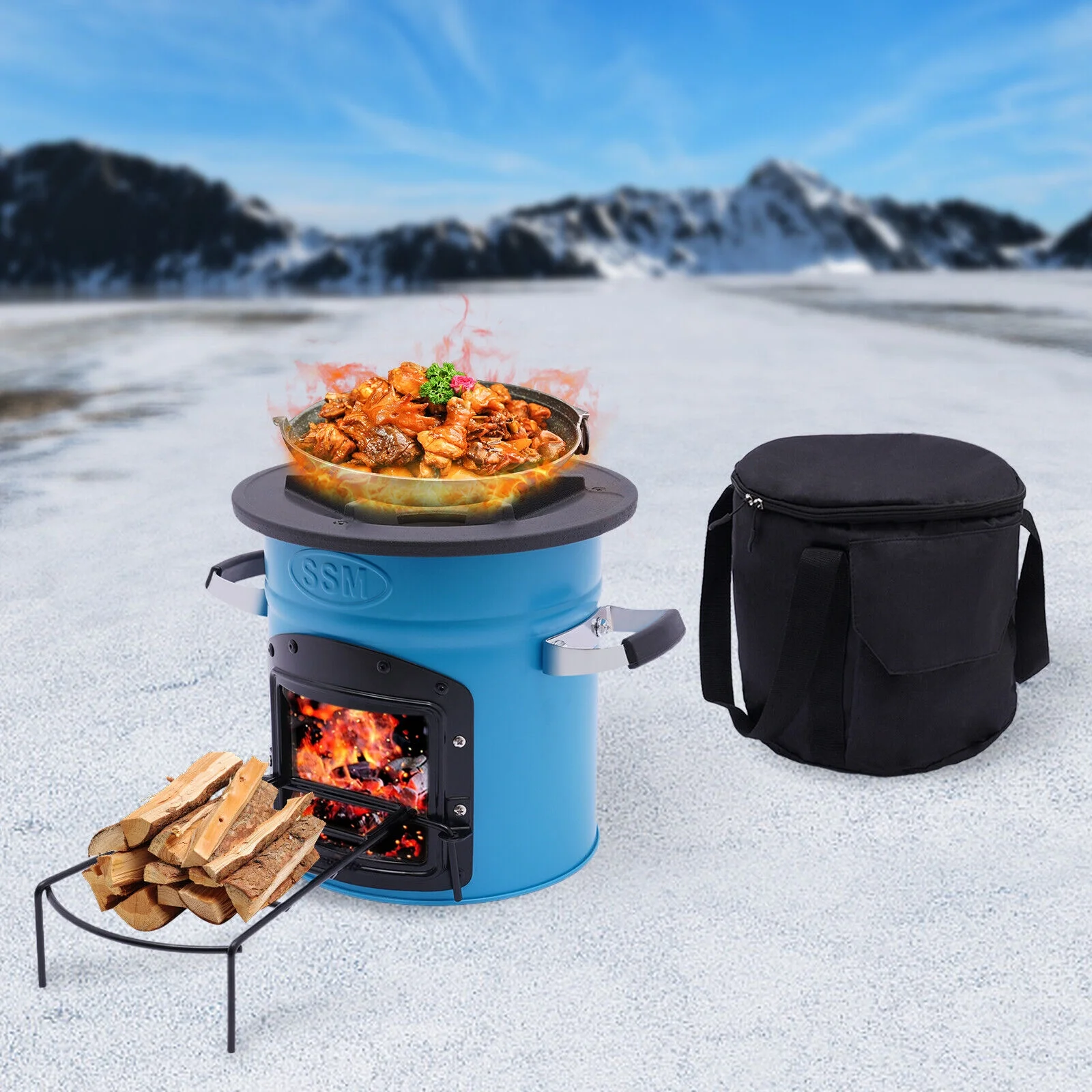 Outdoor Portable Camping Rocket Stove Camping Wood Stove Picnic Cook Tent Stove