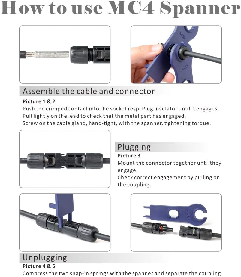 IWISS Solar Crimping Tool Kit with Wire Cable Cutter, Stripper, Crimper and Connectors Assembly and Disassembly Tool Solar PV Panel Tool Kit