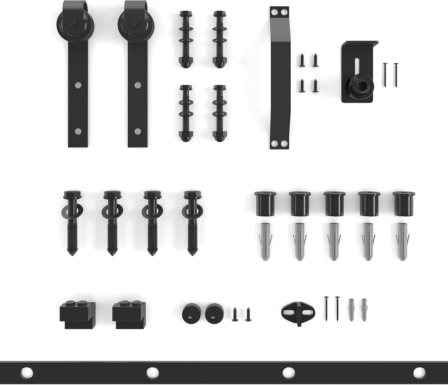 30In x 84In Sliding Barn Door with 5FT Barn Door Hardware Kit, Barn Doors and Hardware Included for Interior Rooms & Closets, A Simple Assembly is Required (K-Frame, Brown)