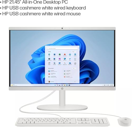 HP 2024 Newest All-in-One Desktop, 21.5" FHD Display, 16GB RAM, 1TB SSD, Intel Celeron J4025, Webcam, WiFi 6, HDMI, Windows 11 Pro, with Microsoft Office Lifetime License & Wireless Silent Mouse