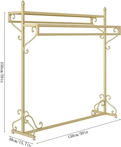 Heavy Duty Gold Clothing Rack For Boutique Use,Floor-standing Garment Racks,Sturdy Freestanding Coat Rack(47.2"/120cm)