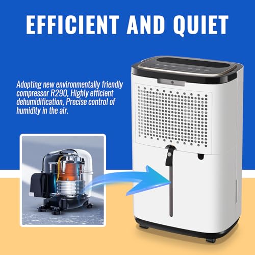 WANAI 30 Pints Dehumidifier for Basements with Drain Hose, 2500 Sq.Ft Dehumidifiers Auto Drain or Manual Drainage, Small Dehumidifier for Home Bedroom Bathroom with 2.2L Water Tank, 3 Modes, 24Timer