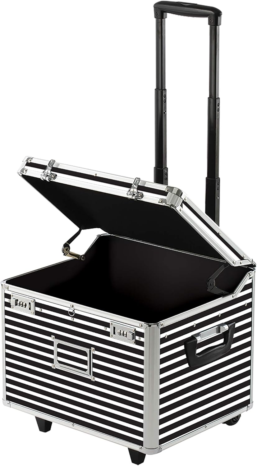 Vaultz VZ00307 Locking Mobile Rolling File Storage Chest, Letter/Legal Wheelie Case, Tactical Black