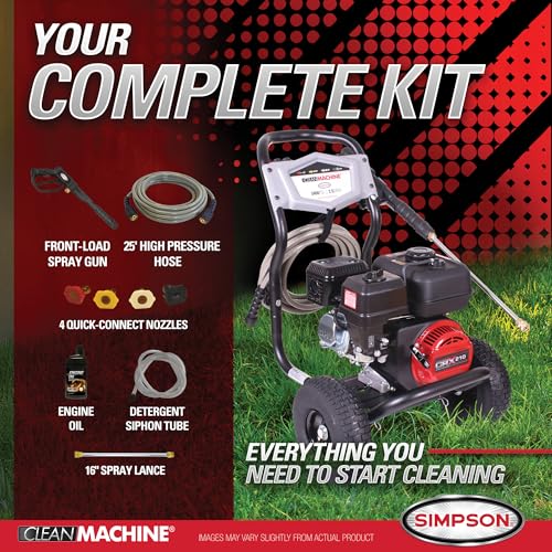 Simpson Cleaning 3400 PSI Gas Pressure Washer, 2.5 GPM Power Washer for Residential Use, CRX Engine, 25-Foot MorFlex Hose, Clean Machine, 49-State (CM61083)