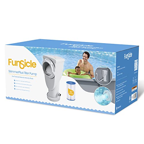 Funsicle SkimmerPlus 1500 GPH 2-in-1 Filter Pump and Skimmer System with Clamps and 1.5" Hose Fitting for Above Ground Swimming Pools
