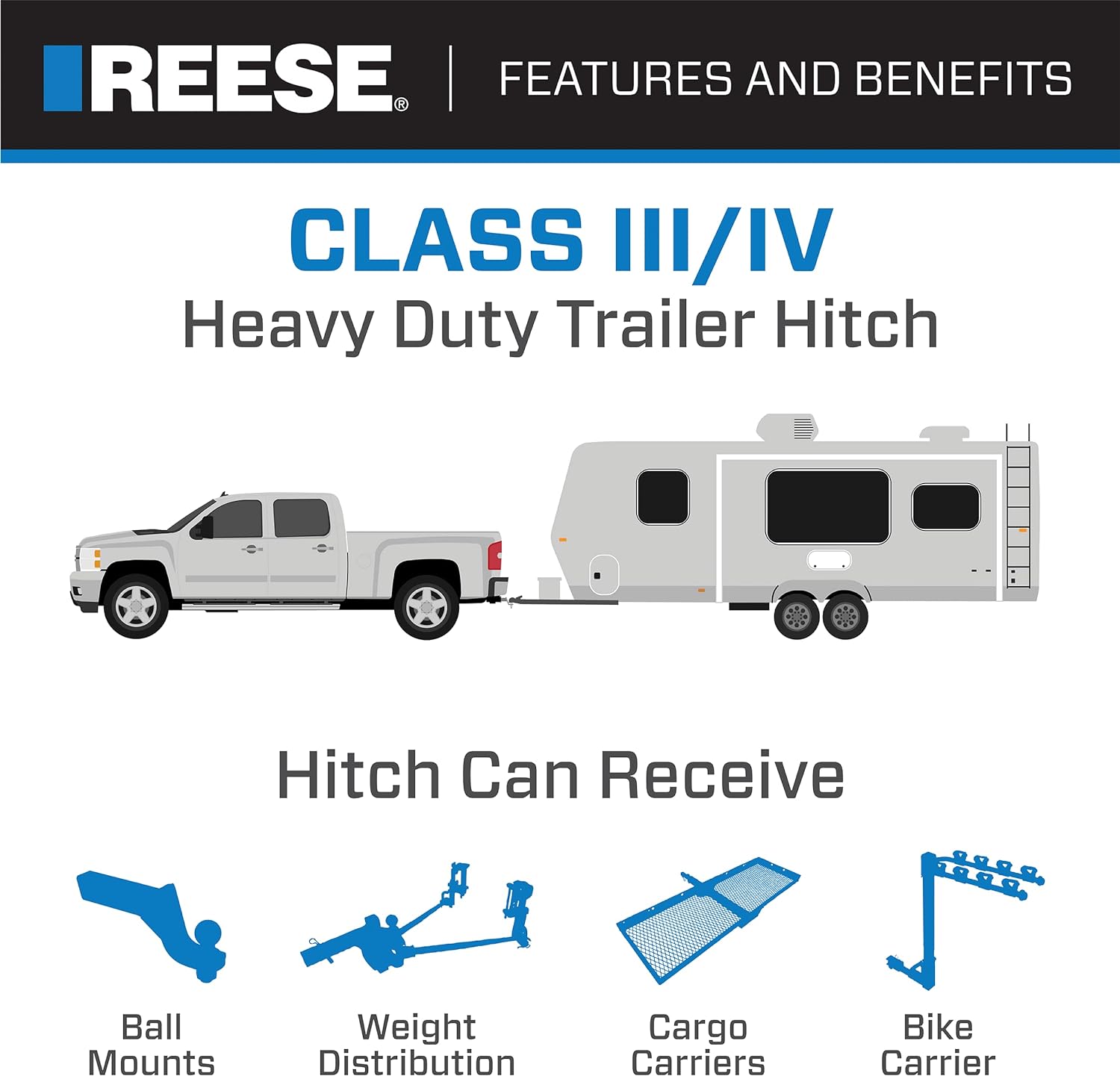 Reese 84540 Class 3 Trailer Hitch, 2 Inch Receiver, Black, Compatible with 2016-2021 Lexus RX450h, 2016-2022 Lexus RX350