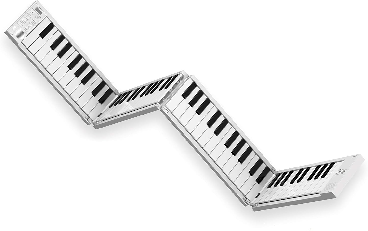 Carry-on Folding Piano - White Portable Digital 88 Key Piano Keyboard with Rechargeable Battery and MIDI over USB - 128 Sounds Through Stereo Speakers - With Electronic Sustain Pedal and Storage Bag