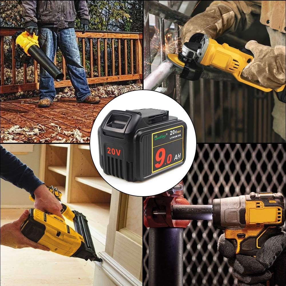 Waitley 20V MAX 9.0Ah Lithium Ion Battery Compatible with DEWALT DCB200 DCB204 DCB205 DCB206 DCB209 DCD/DCF/DCG Series Tools with LED Indicator Pack of 2