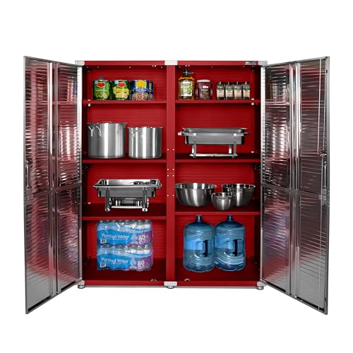 Seville Classics UltraHD Solid Steel Lockable Metal Storage Cabinet Locker Organizer, w/Adjustable Shelves for Garage, Warehouse, Office, Classroom, Granite, 48" W x 24" D x 72" H