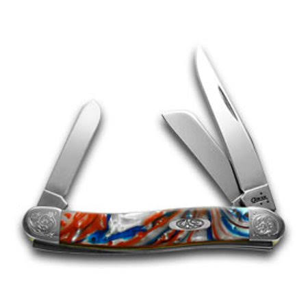 Case XX Engraved Bolster Series Genuine Star Spangled Corelon Stockman Pocket Knives, Red